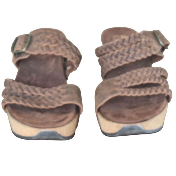 White Mountain Chantilly Comfort Slides Braided Nubuck Straps Brown 9 Sandals - Picture 10 of 16